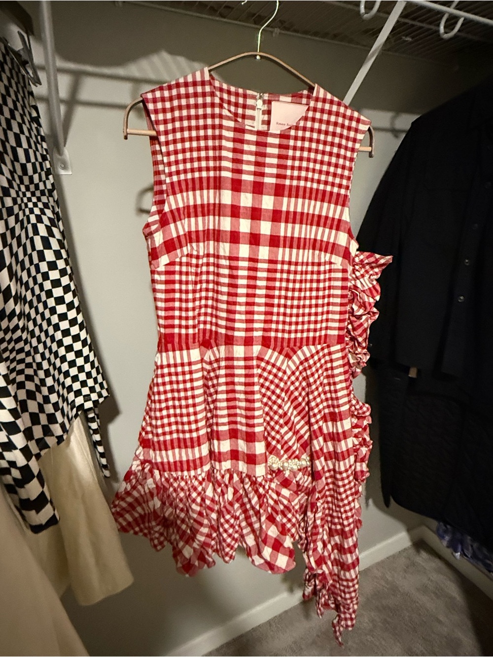 H&M X Simone Rocha Red Plaid Ruffle Dress - Picture 2 of 7